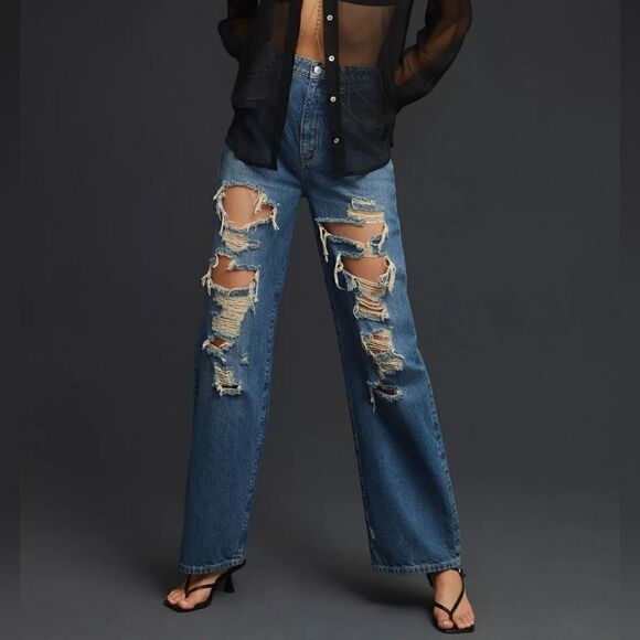 Anthropologie Pilcro The Joey High-Rise Distressed Straight Jeans Size 26 NWT - Picture 3 of 14